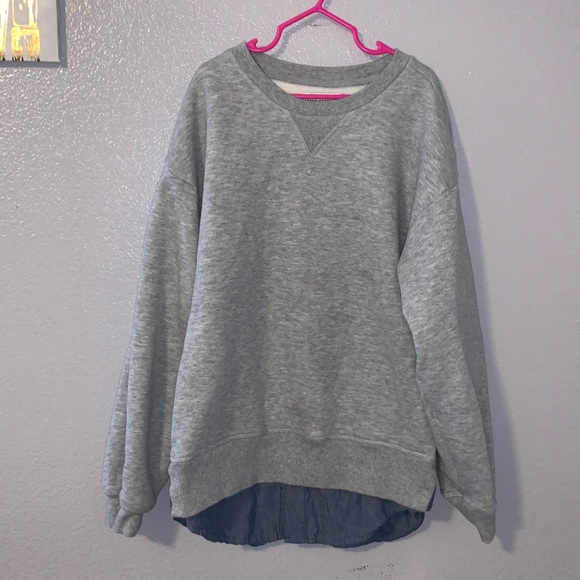 Free Assembly grey sweater with faux denim undershirt - Picture 1 of 5